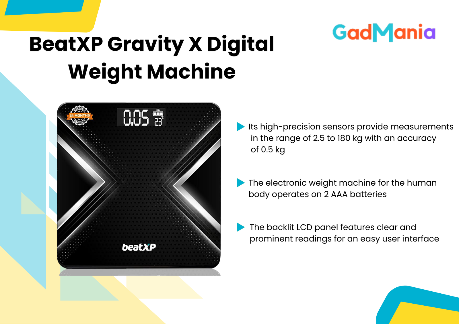 Beat XP Gravity X Digital Weight Machine For Body Weight with Thick Tempered Glass