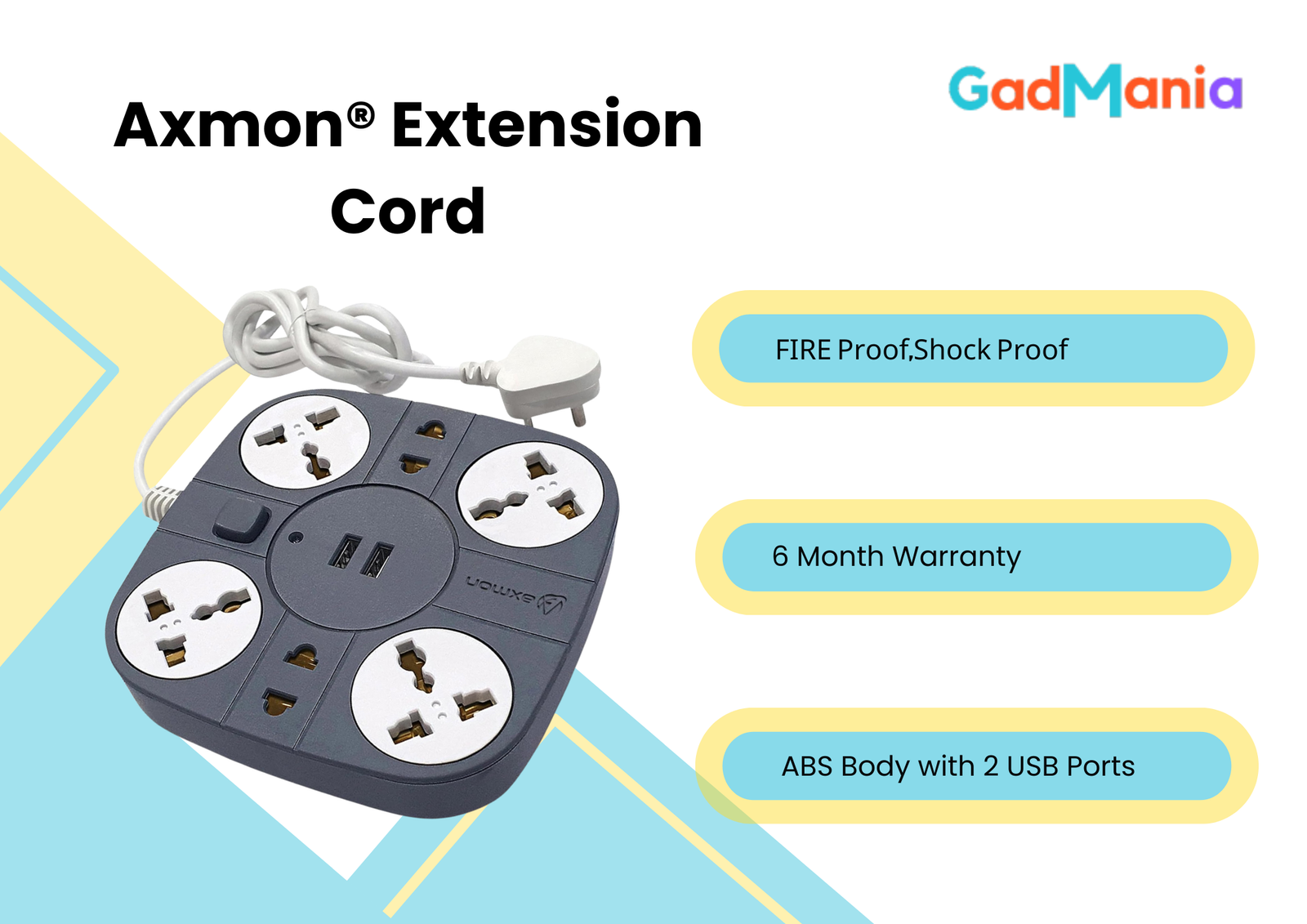 Axmon Multiplug Extension Cord